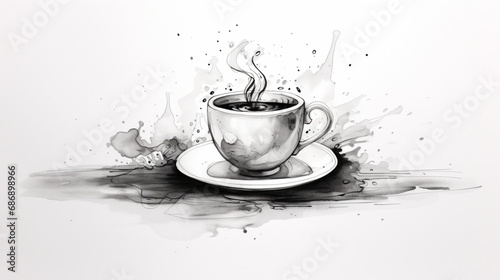 Illustration d'une tasse de café ou cappuccino. Boisson chaude, ambiance chaleureuse et relaxante. Arrière-plan pour conception et création graphique. 