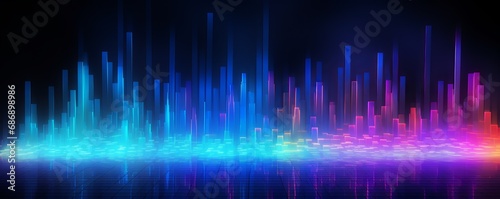 Abstract background with equalizer effect. neon lights. sound waves.