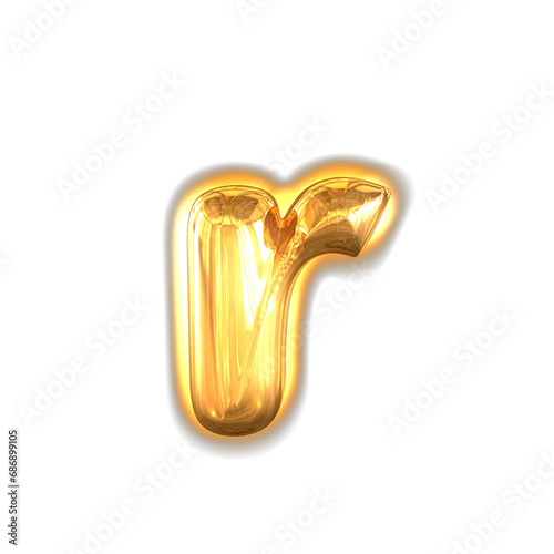 Gold inflatable symbol with glow. letter r