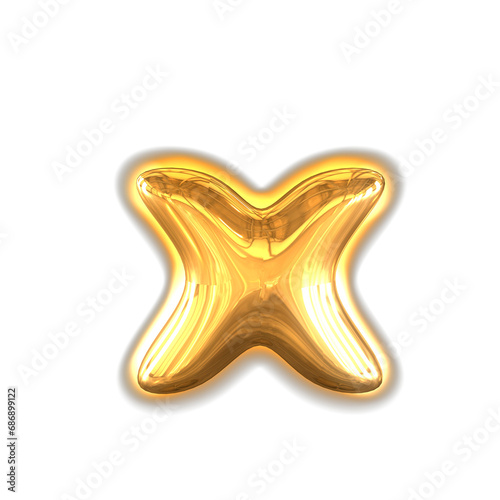 Gold inflatable symbol with glow. letter x