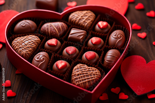 Valentines Day chocolate candies luxury and delicacy in every detail made.
