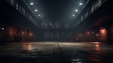 Evoking an Ambiance of Empty Warehouse with Dramatic Lighting.