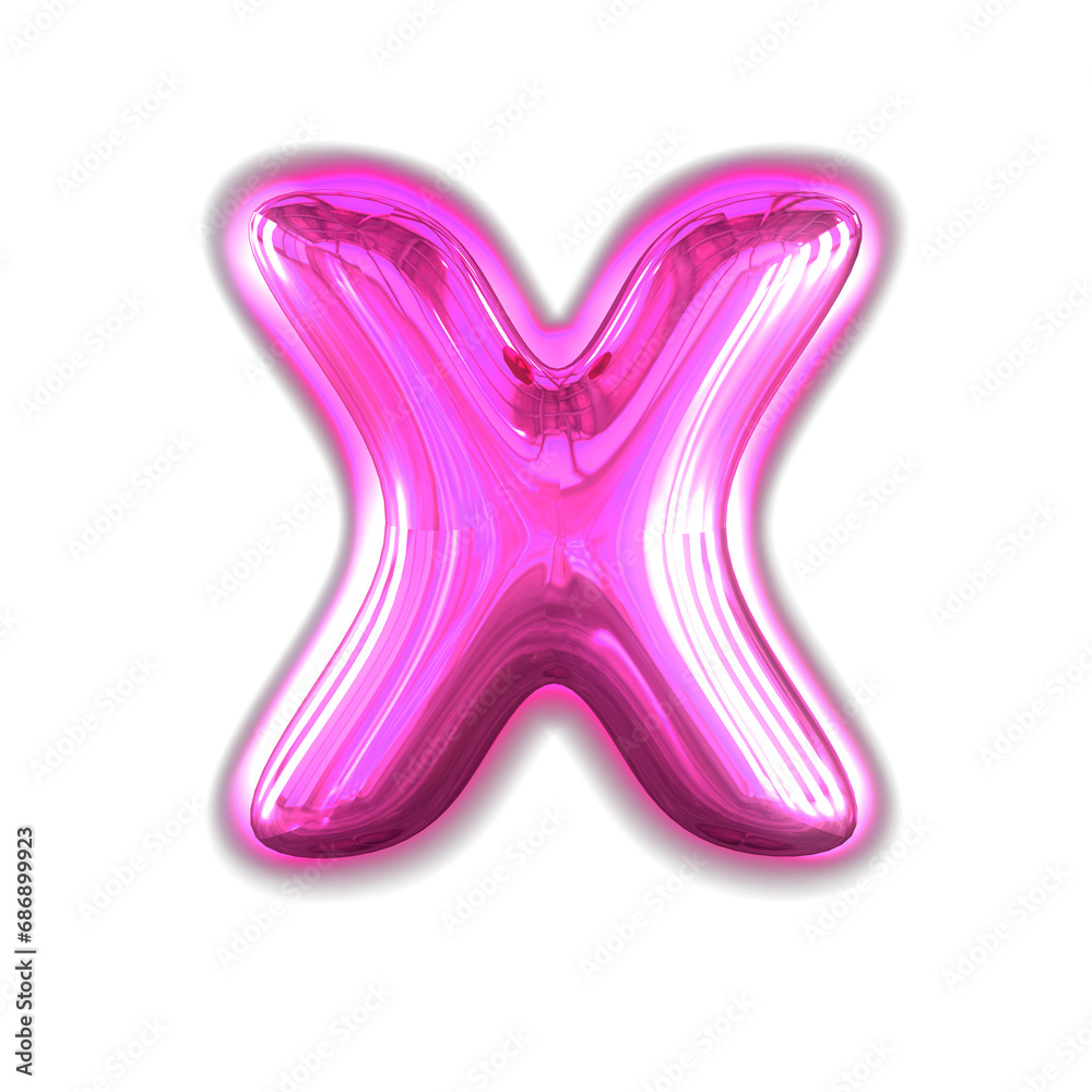 Purple inflatable symbol with glow. letter x Purple inflatable symbol with glow. letter x