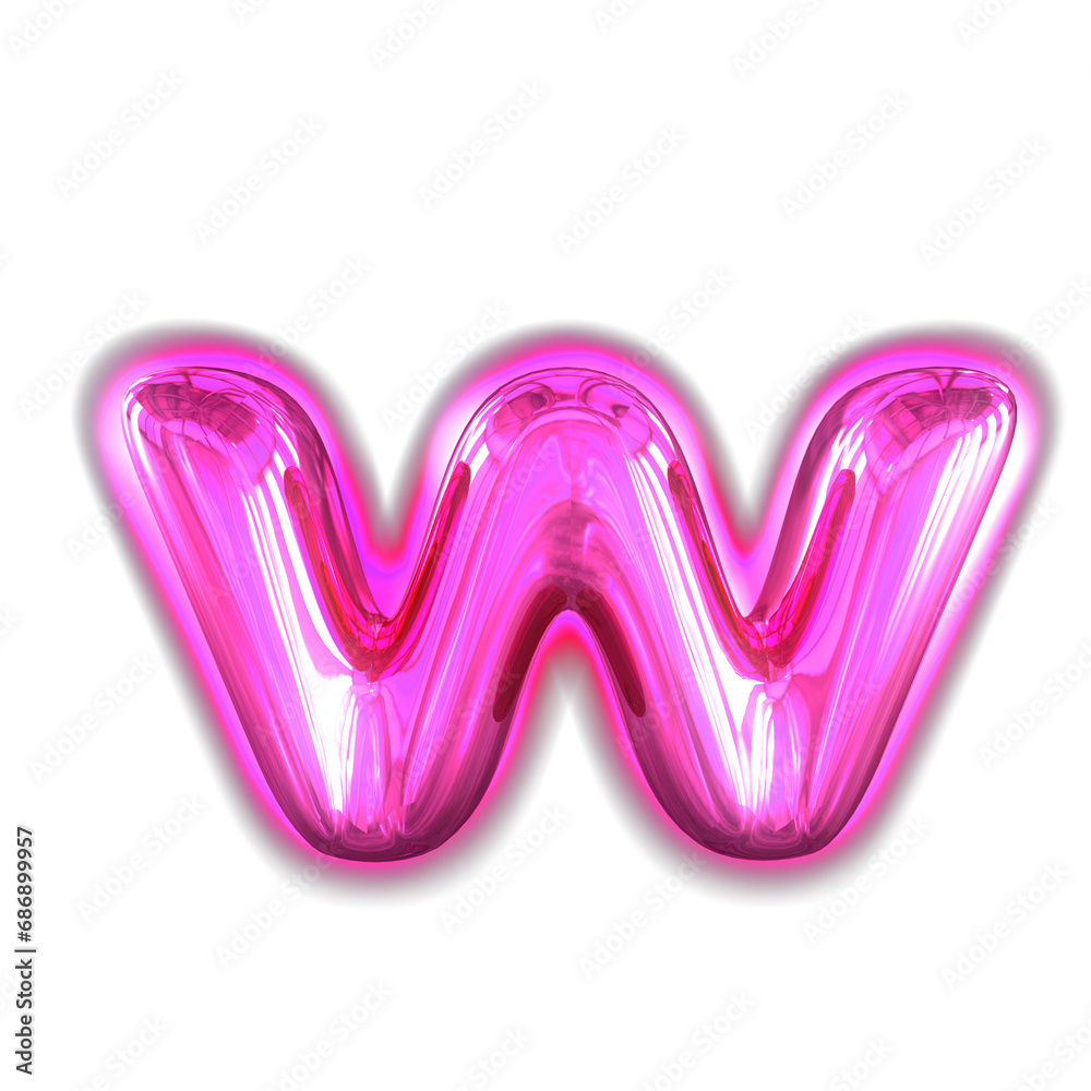 Purple inflatable symbol with glow. letter w Purple inflatable symbol with glow. letter w