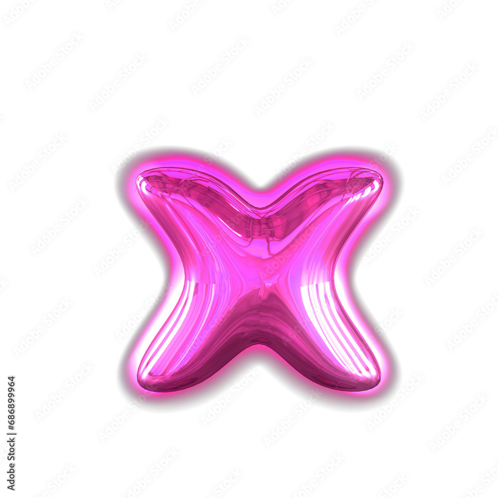 Purple inflatable symbol with glow. letter x Purple inflatable symbol with glow. letter x