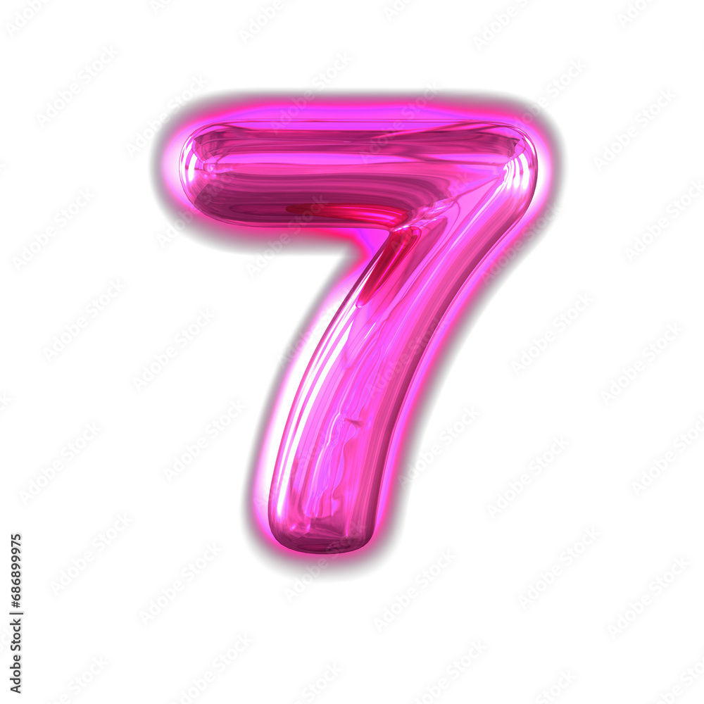 Purple inflatable symbol with glow. number 7 Purple inflatable symbol with glow. number 7
