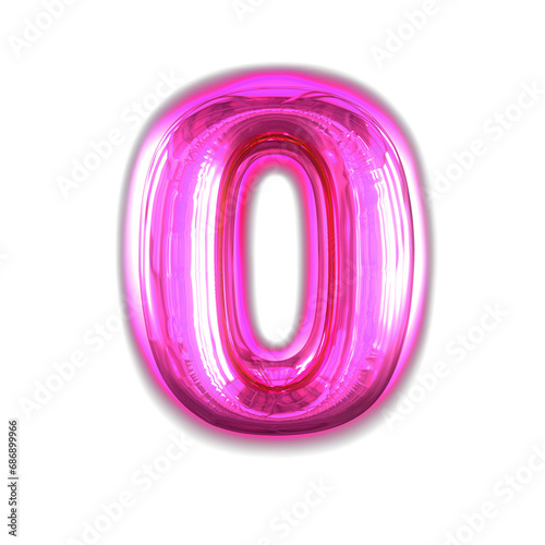 Purple inflatable symbol with glow. number 0