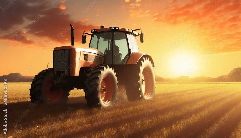 tractor on field tractor on field