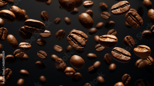 Grains de café, graines marrons. Boisson chaude. Café, cappuccino, mocha, macchiato. Arrière-plan pour conception et création graphique.