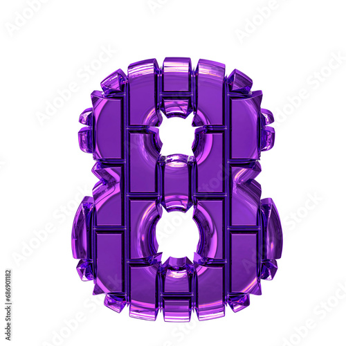 Symbol made of dark purple vertical bricks. number 8