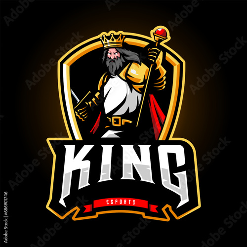 King esport gaming logo design illustration vector