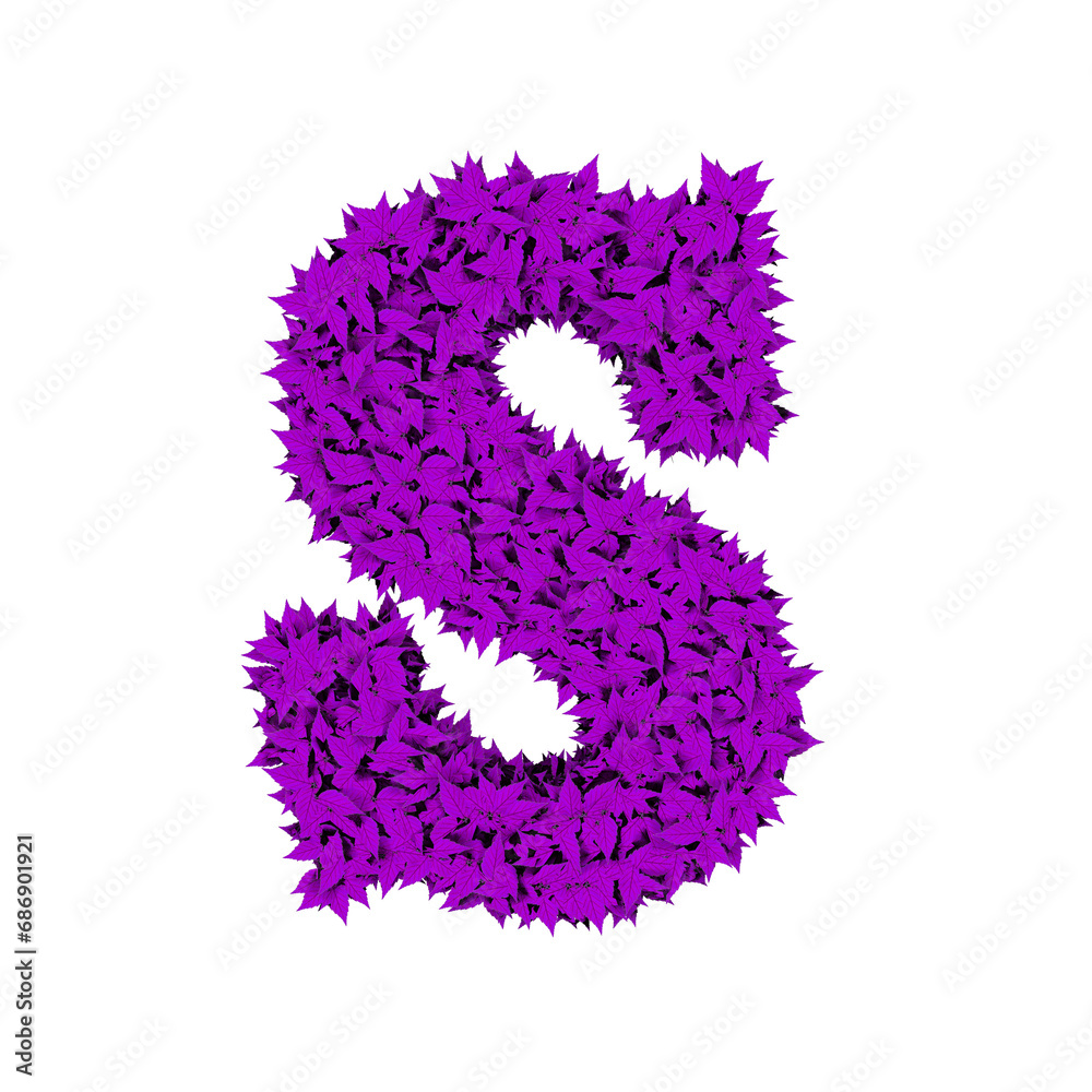Symbol from purple leaves. letter s Symbol from purple leaves. letter s