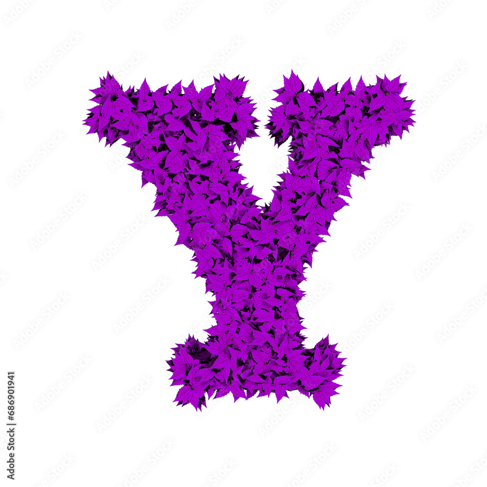 Symbol from purple leaves. letter y