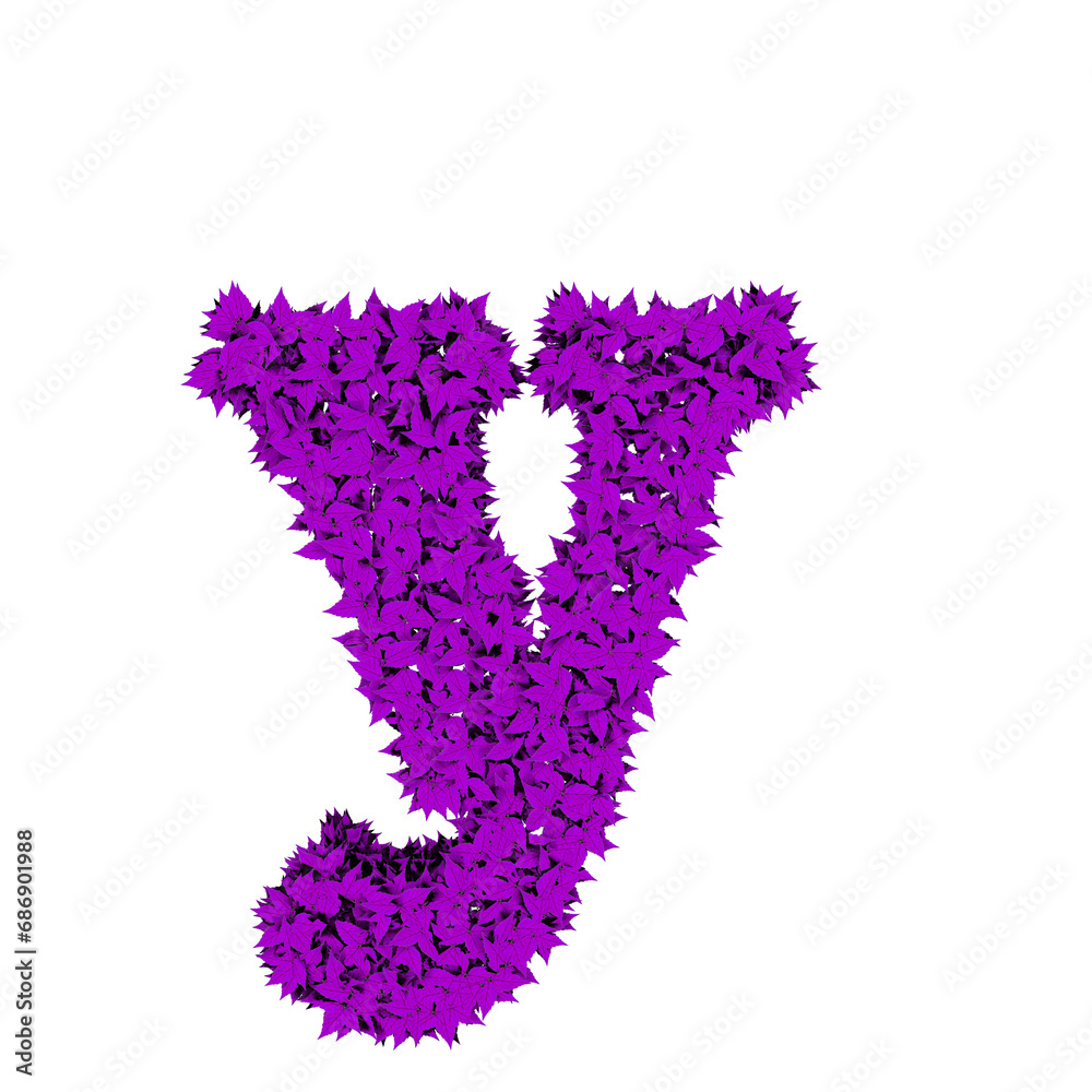 Symbol from purple leaves. letter y Symbol from purple leaves. letter y