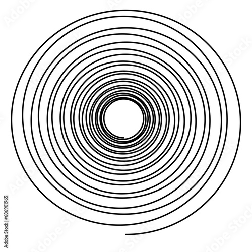 Isolared spiral icon. Transparent black line in circle form. Single thin line spiral. Isolated Helix, curl, loop symbol. Flat design. photo