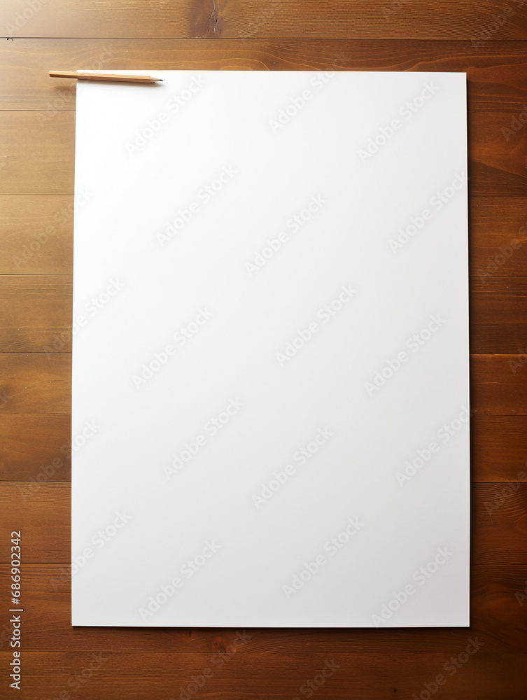 Blank piece of drafting paper on wooden desk. AI generative Blank piece of drafting paper on wooden desk. AI generative