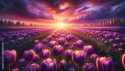 Champ de tulipes violettes photo