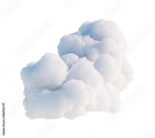 3d rendering. Cloud clip art isolated on white background. Fluffy cumulus. Fantasy sky