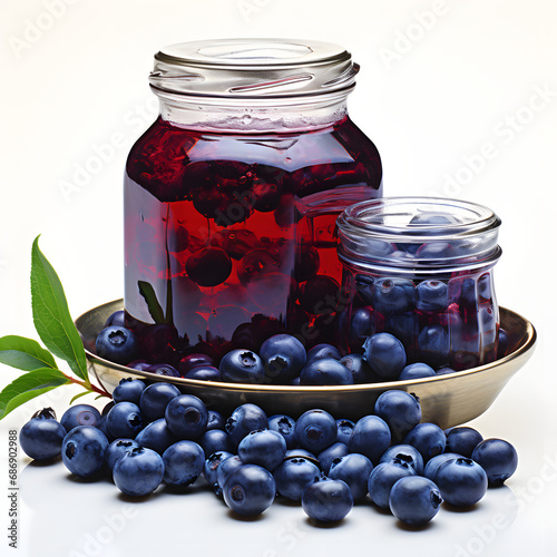 It is a delicious homemade blueberry jam. The fresh blueberries look very delicious. Store in a transparent container. Generative AI