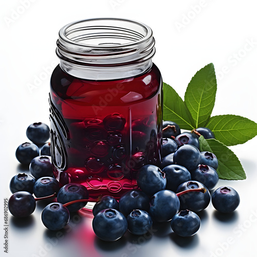 It is a delicious homemade blueberry jam. The fresh blueberries look very delicious. Store in a transparent container. Generative AI