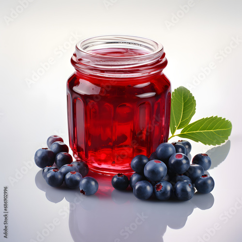 It is a delicious homemade blueberry jam. The fresh blueberries look very delicious. Store in a transparent container. Generative AI