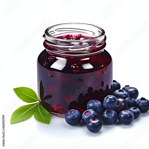 It is a delicious homemade blueberry jam. The fresh blueberries look very delicious. Store in a transparent container. Generative AI