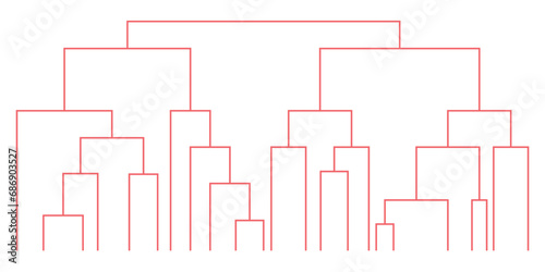 Dendrogram diagram representing a tree. Hierarchical Cluster Analysis.