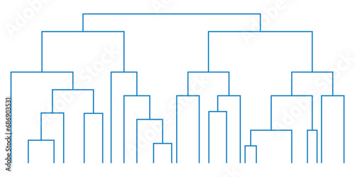 Dendrogram diagram representing a tree. Hierarchical Cluster Analysis.