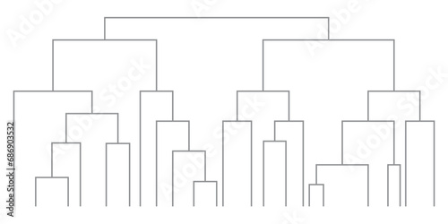 Dendrogram diagram representing a tree. Hierarchical Cluster Analysis.