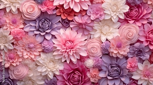 Artificial Flowers Wall for Background in vintage style © mattegg