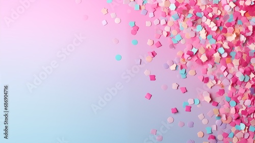 Photo of Colorful pink fluffy cotton candy background, soft color sweet candyfloss, abstract blurred dessert texture