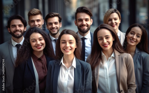 Cheerful young business people