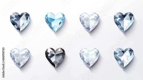 A group of heart shaped diamonds on a white surface © mattegg