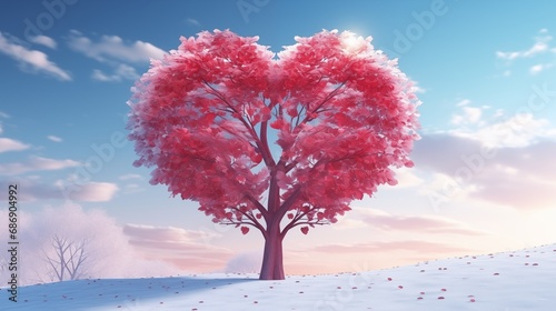 Tree in the shape of heart, valentines day background, © mattegg