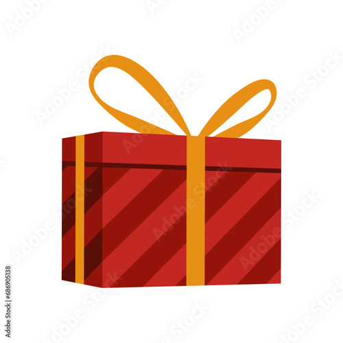 Vector red present box with gold bow for holiday or gifting action