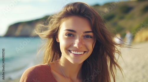 smiling woman with necklace...