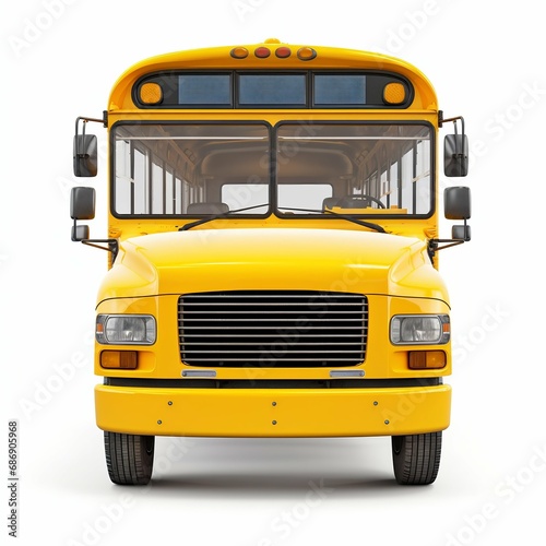Classic Yellow School Bus Front View. Generative ai