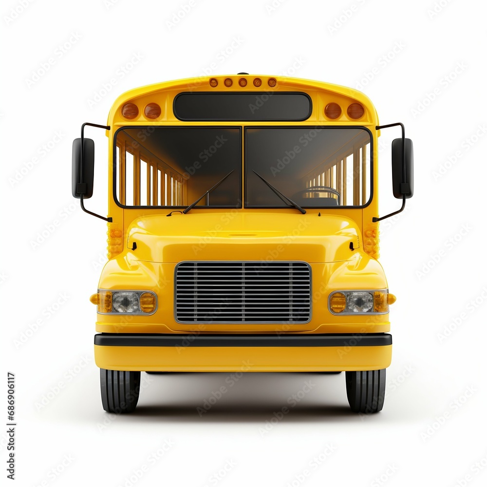 Fototapeta premium Classic Yellow School Bus Front View. Generative ai
