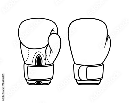 Boxing gloves line art vector isolated on white background.