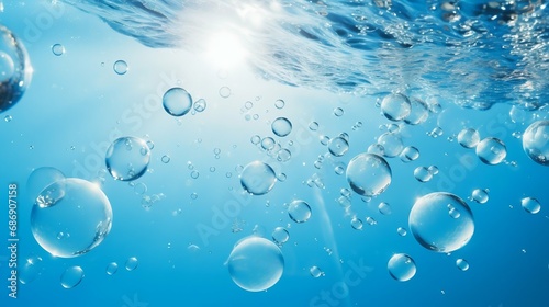 Wallpaper Mural Underwater Serenity: Sunlight and Air Bubbles in Clear Blue Water. Generative ai Torontodigital.ca
