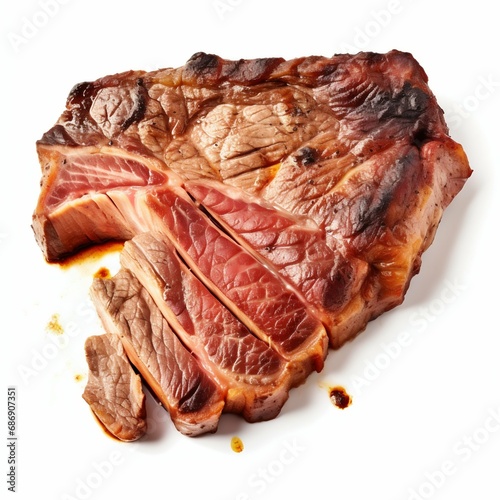 Grilled T-bone Steak on White Background. Generative ai