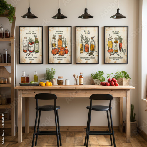 Culinary Themed Kitchen Backdrop Poster