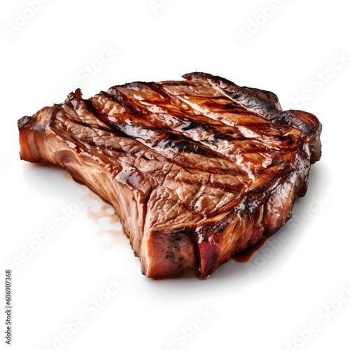 Grilled T-bone Steak on White Background. Generative ai
