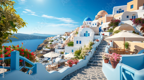 Idyllic Greek island at late spring early summer