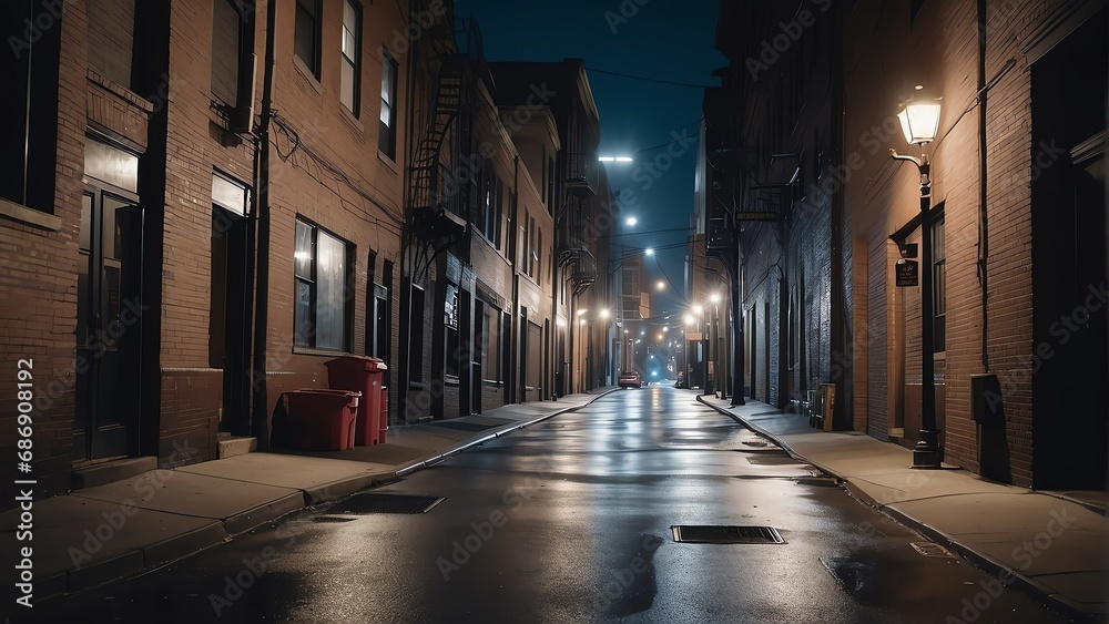 Street alley on Columbia at night from Generative AI