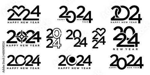 Collection of 2024 logo happy new year  text 2024 template vector editable and resizable EPS 10 