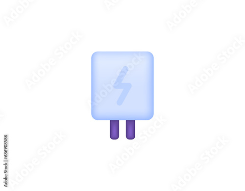 3D charging cube. Power adapter. useful device for charging. electronic devices. icon or symbol. Realistic and minimalist 3D design. graphic elements. Vector