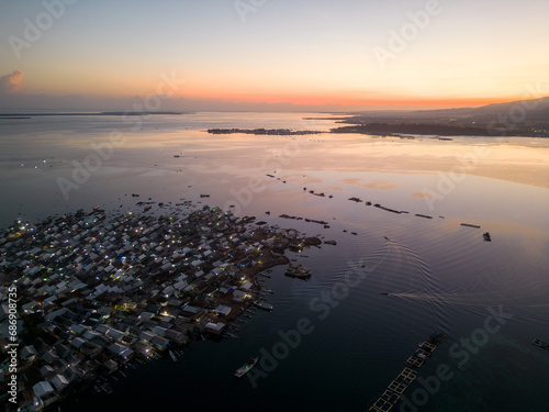 fisherman village Bungin island aerial view photo