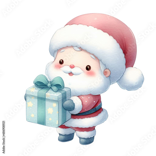 Cute Santa Claus in Christmas, watercolor