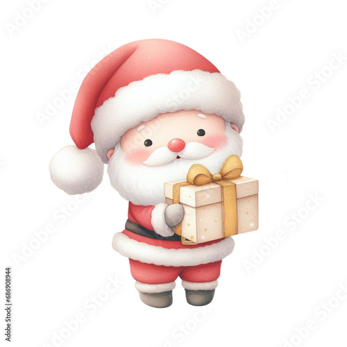 Cute Santa Claus in Christmas, watercolor